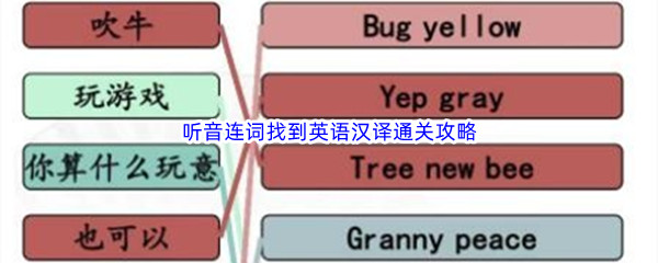 《汉字找茬王》听音连词找到英语汉译通关攻略