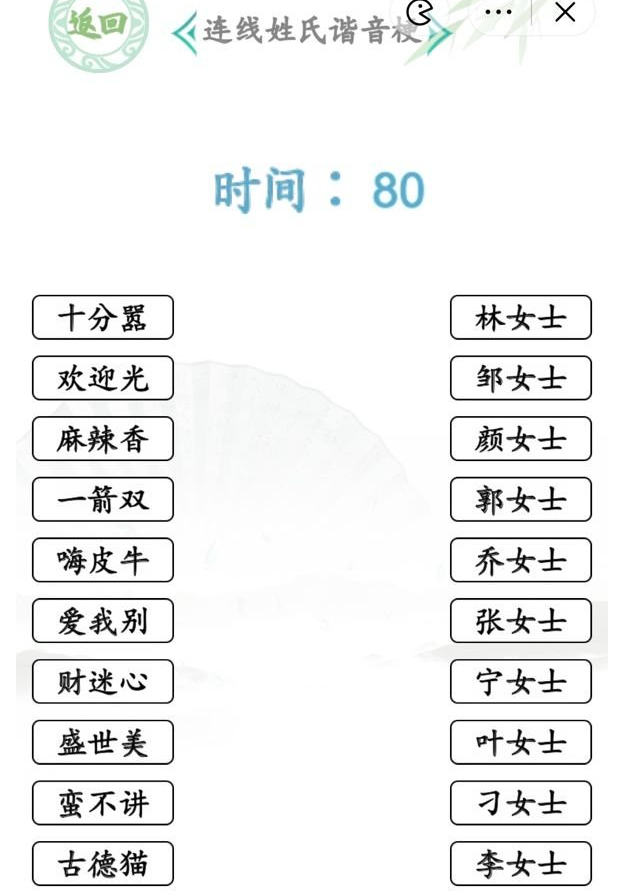 《汉字找茬王》连线姓氏谐音梗通关攻略