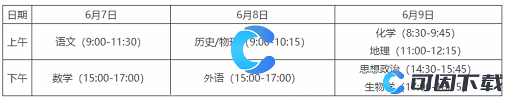 2024全国高考时间表及科目安排